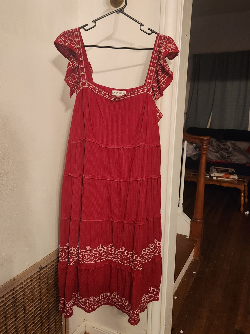 Knox Rose Red Embroidered Tiered Maxi Dress